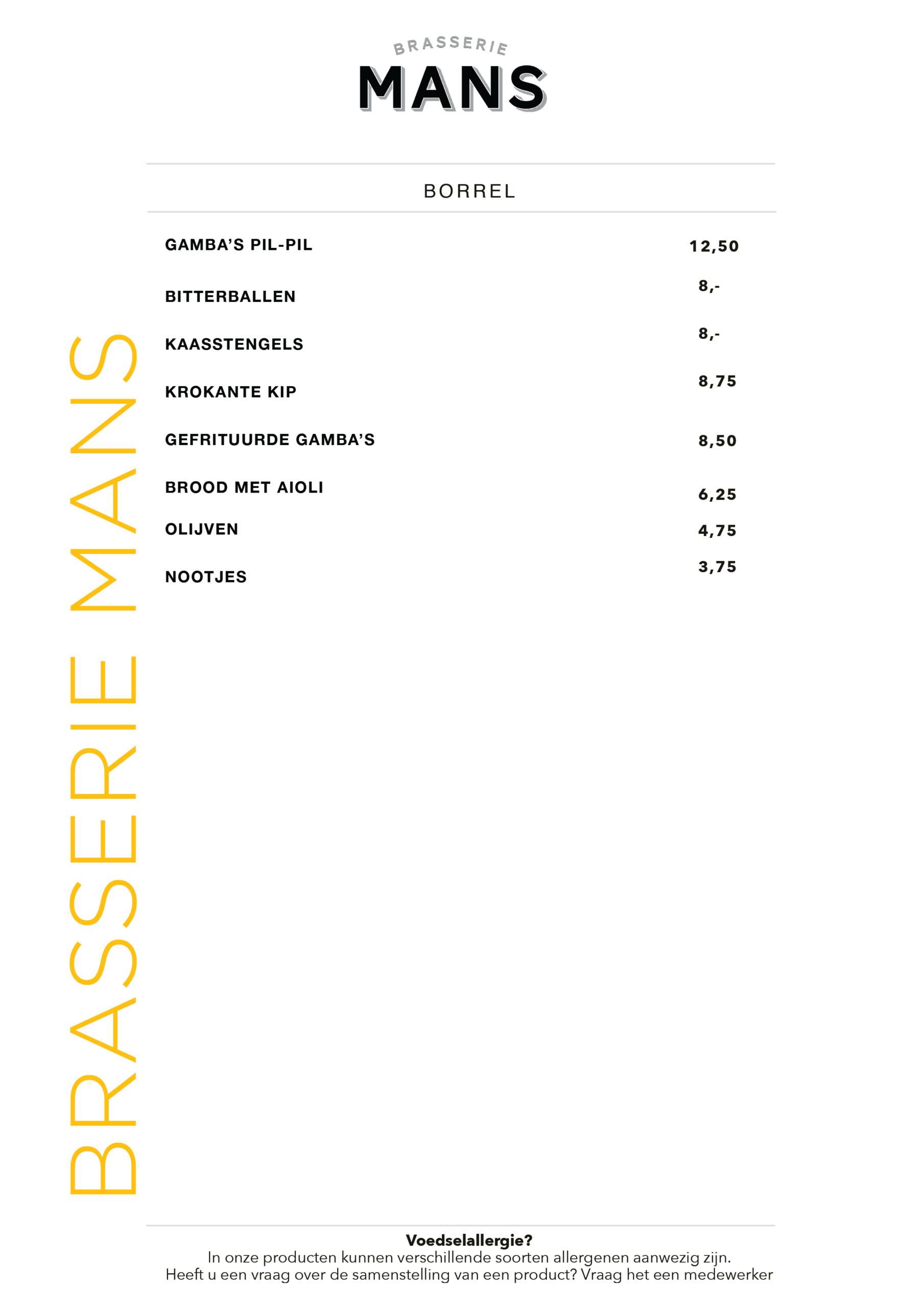 Borrel Menu